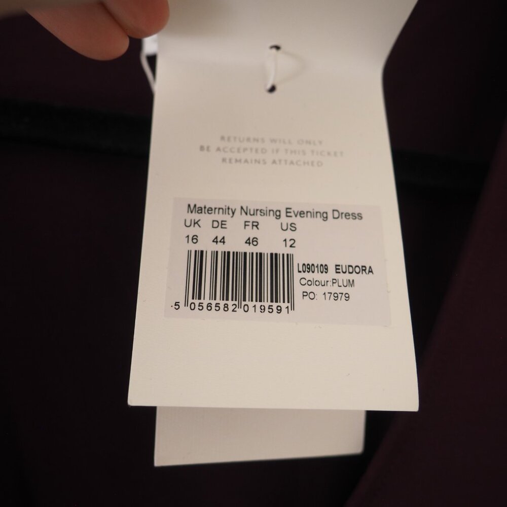 NWT Seraphine Luxe Eudora Plum Maternity Nursing Long Sleeve Evening Dress sz 12 - Picture 6 of 8